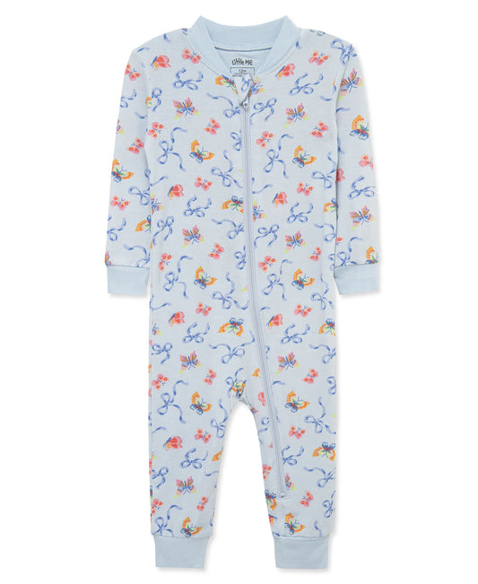 Blue Bow & Butterfly Zip Romper