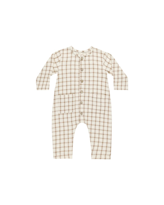 Cinnamon Plaid Woven Jumpsuit