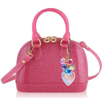 Cate Hot Pink Sparkle Coco Pearl Chain Purse