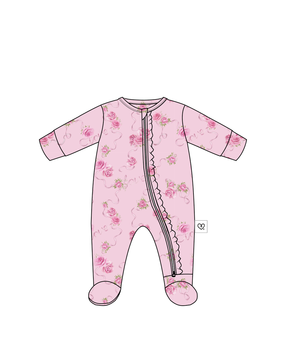 Kaia Ruffled Zippered Footie