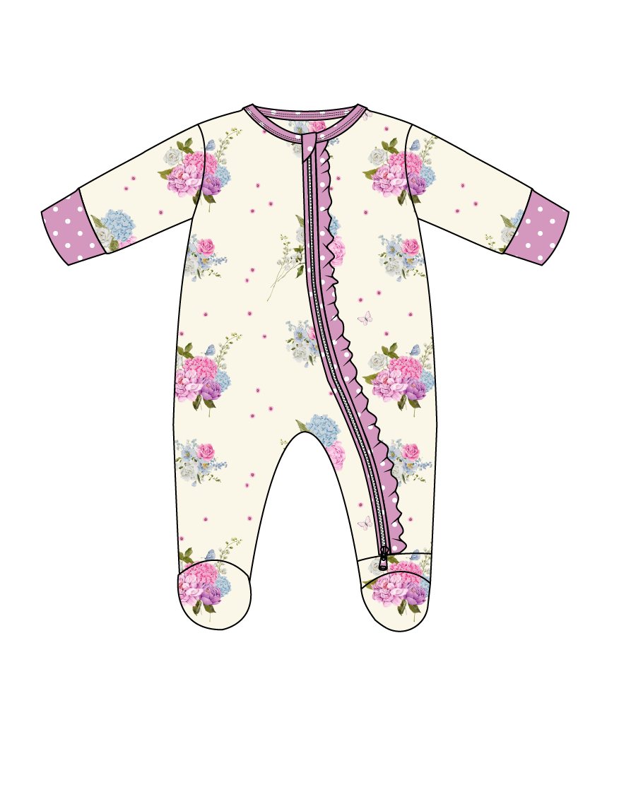 Elsie Ruffled Zippered Footie