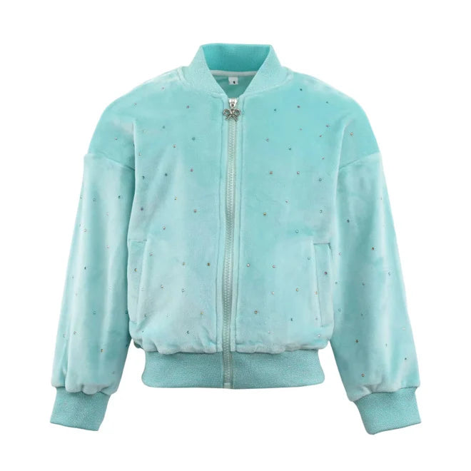Teal Sparkle Plush Jacket & Bellbottom Set