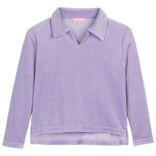 Lilac Velour Polo Pullover