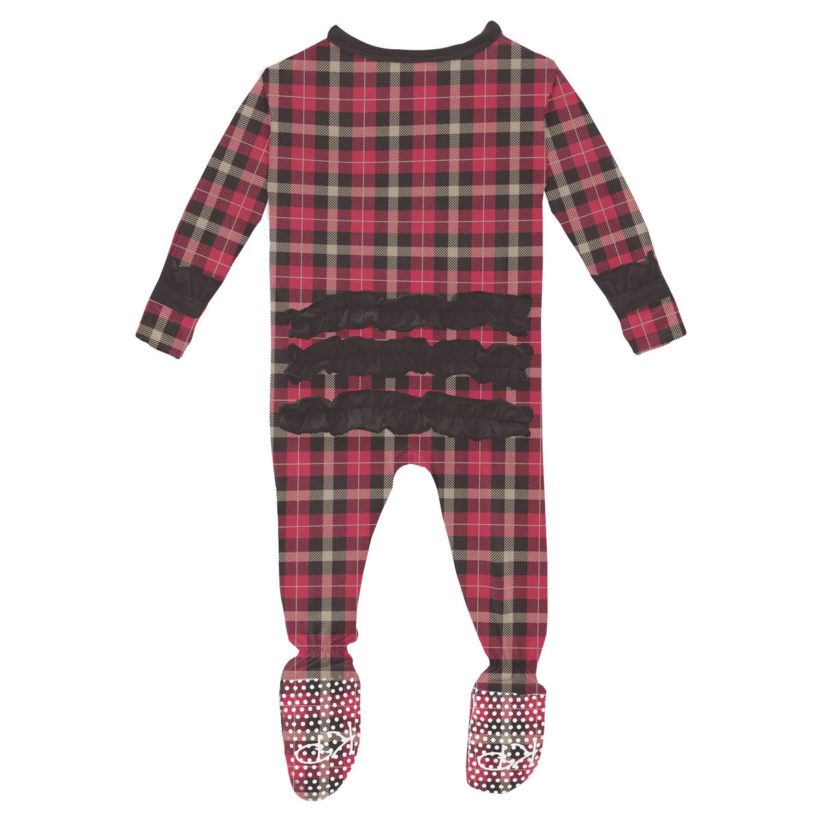 90’s Plaid 2 Way Ruffle Zip Footie