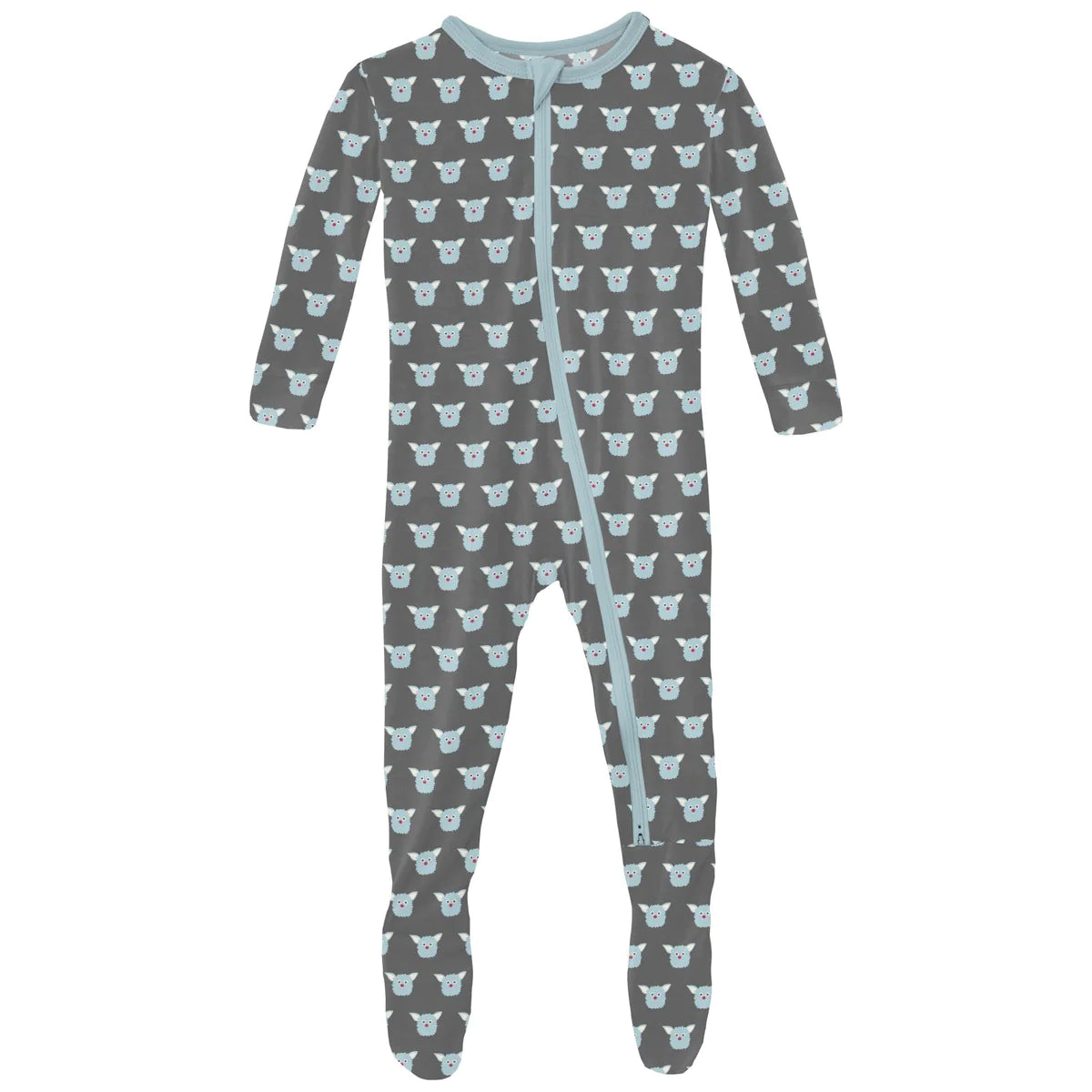 Pewter Furry Friends 2 Way Zipper Footie