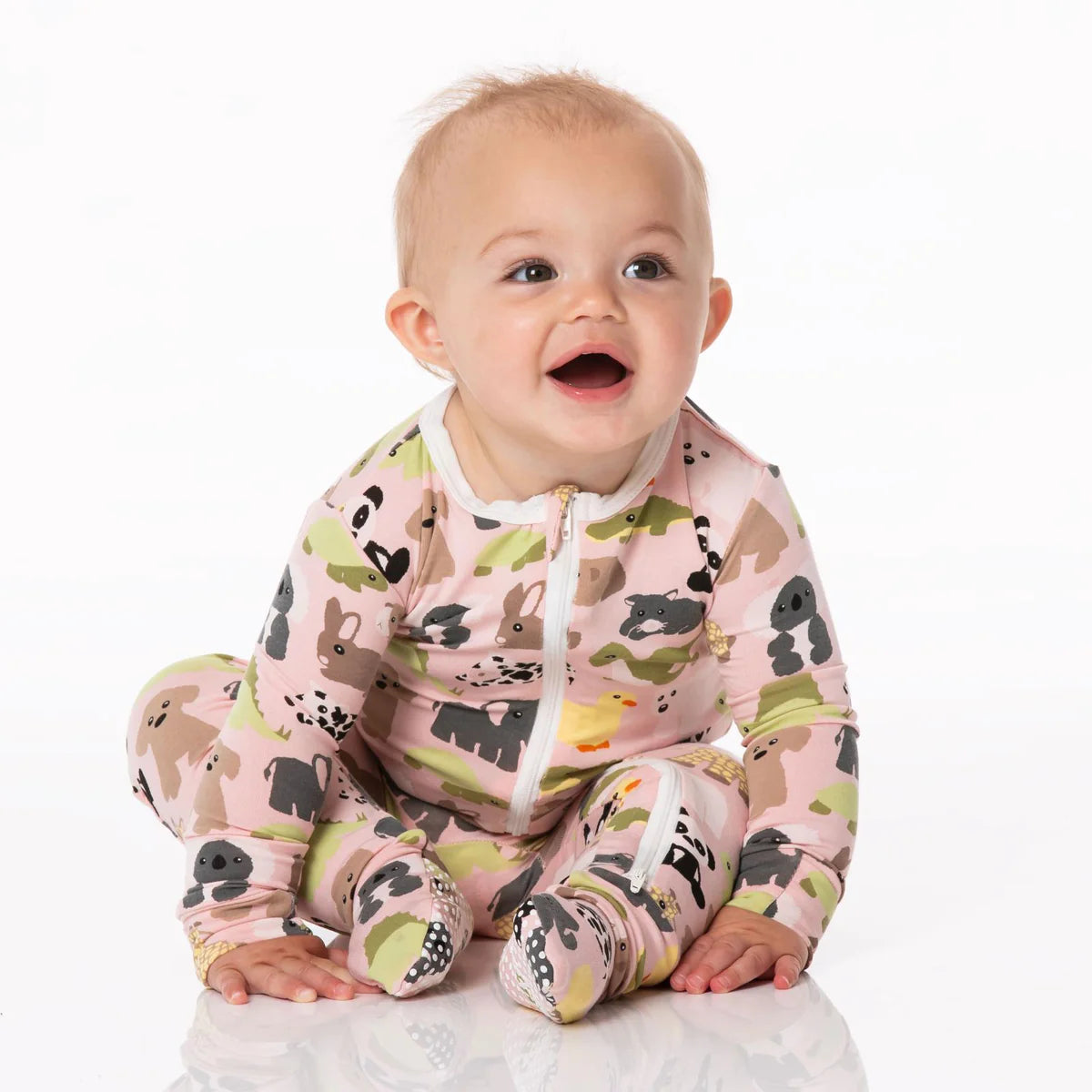 Rose Too Many Stuffies Ruffle 2 Way Zip Footie