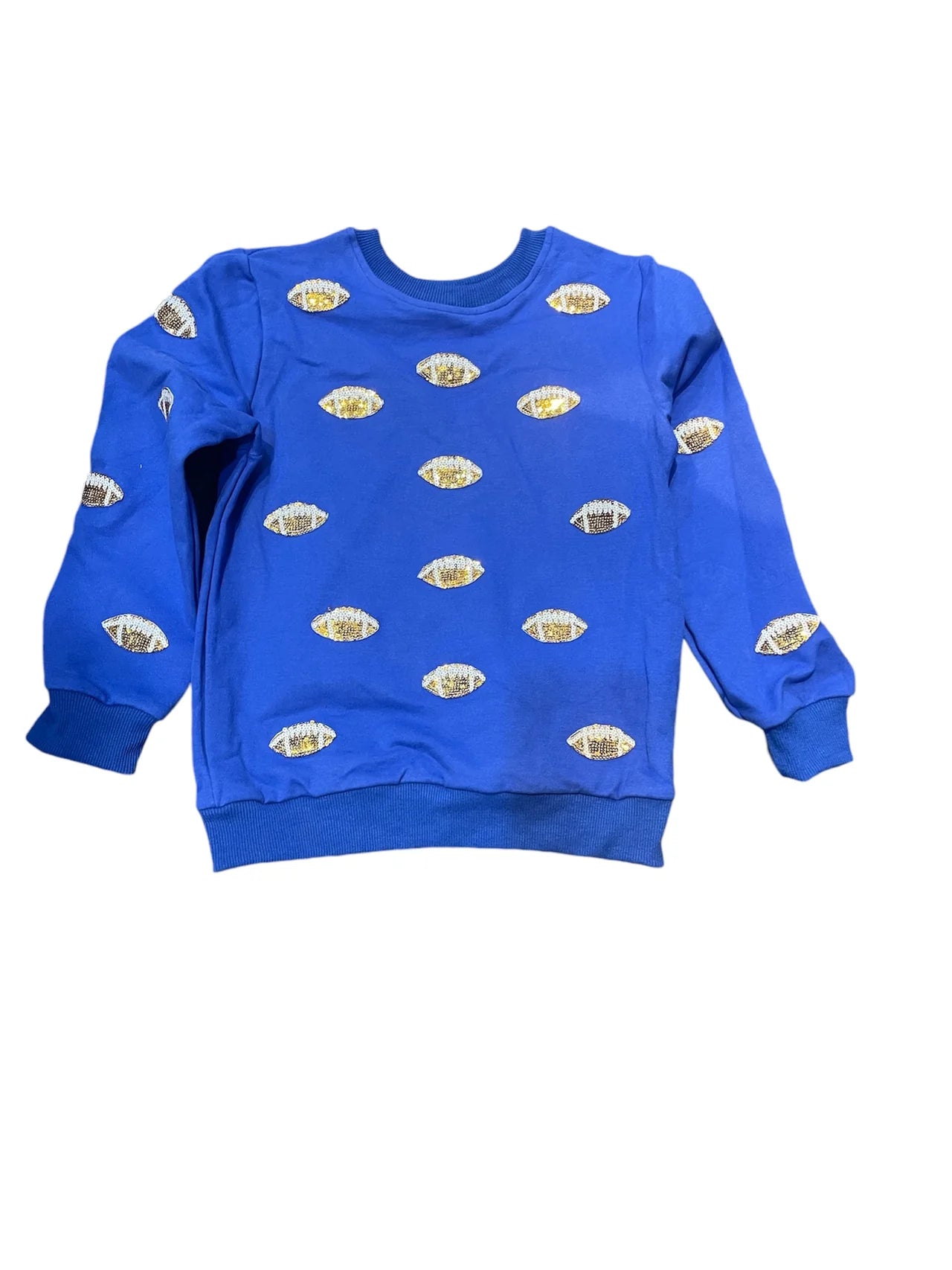 Royal Glitter Football Crewneck