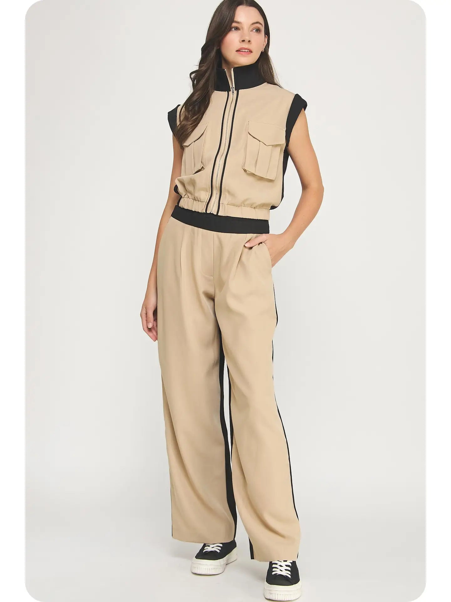Black & Taupe Color Block Set