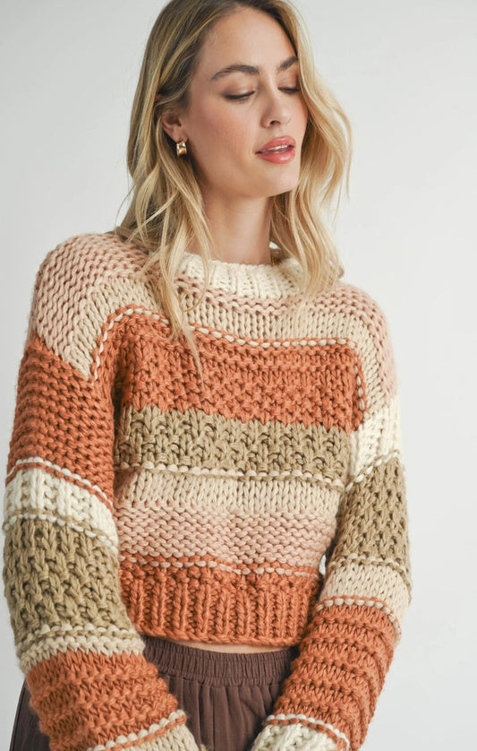 Tween Butter Pecan Chunky Sweater