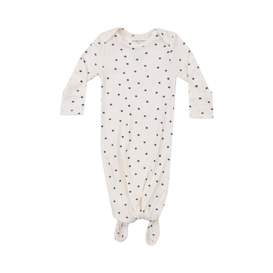 Ribbed Navy Mini Dot Knotted Gown