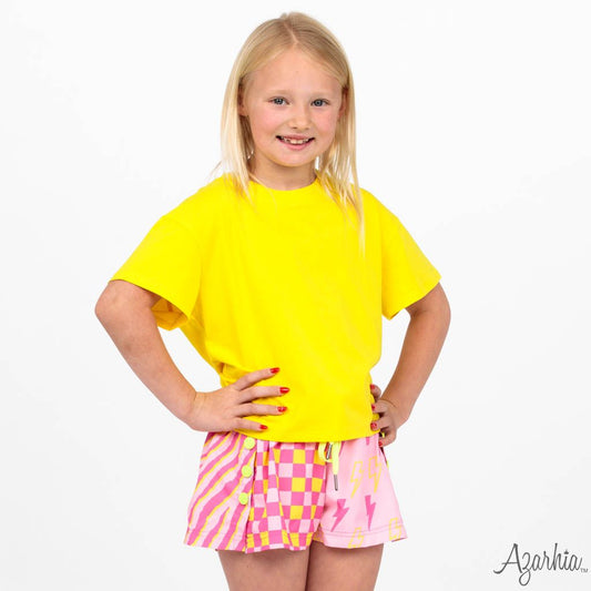 Check/Lightning Bolt Color Block Short
