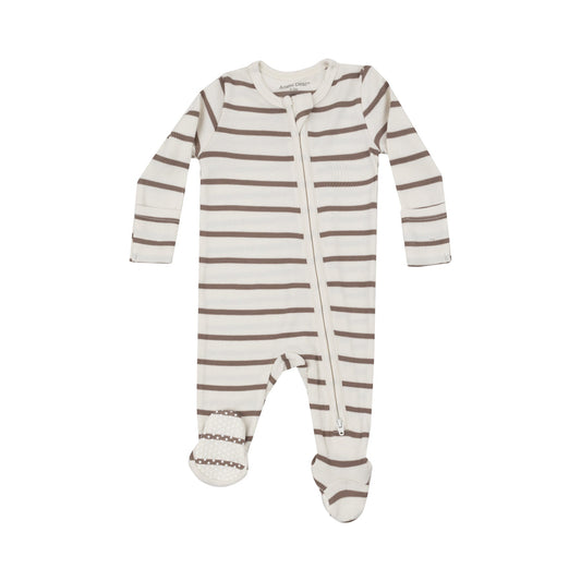 Ribbed Brown Stripe Footie