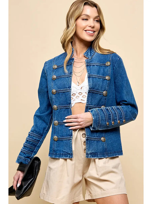 Denim Gold Button Jacket