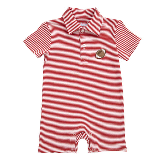 Red Stripe Football Romper