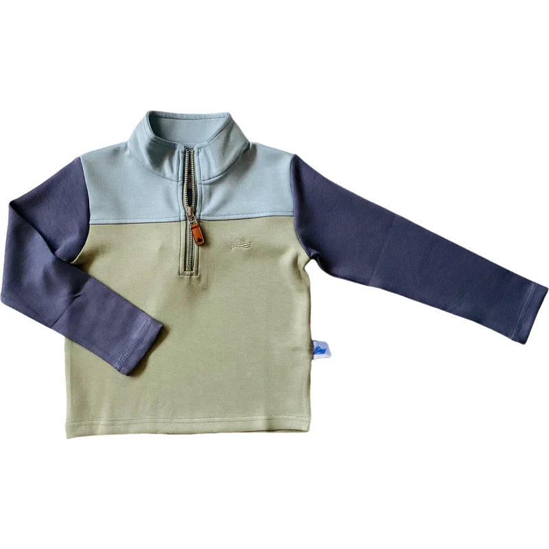 Blue & Green Colorblock Pullover