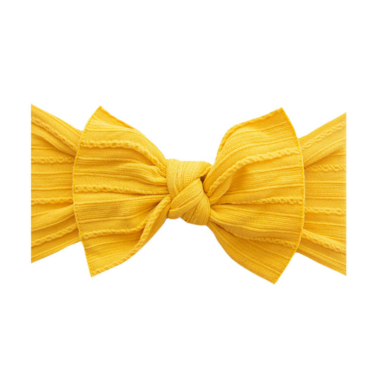 Mustard Cable Knit Bow
