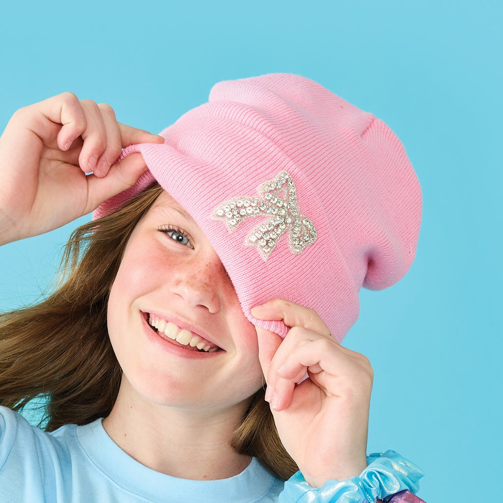 Rhinestone Bow Beanie