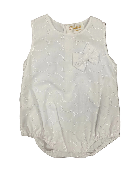 White Eyelet Bubble w/ Bow