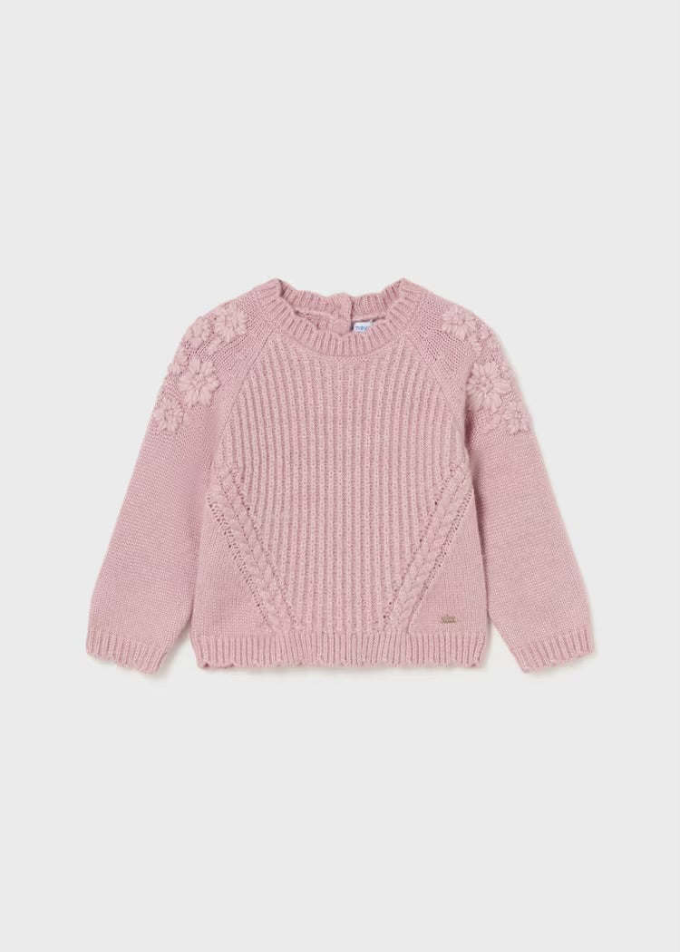 Pink Floral Embroidered Sweater