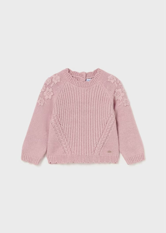 Pink Floral Embroidered Sweater