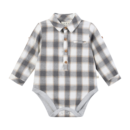 Grey Plaid Jasper Onesie