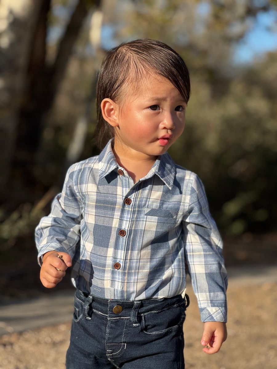 Blue Plaid Jasper Onesie