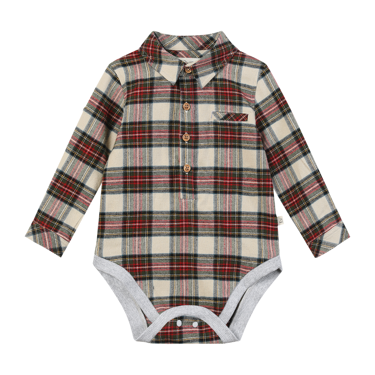 Cream/Green Plaid Jasper Onesie