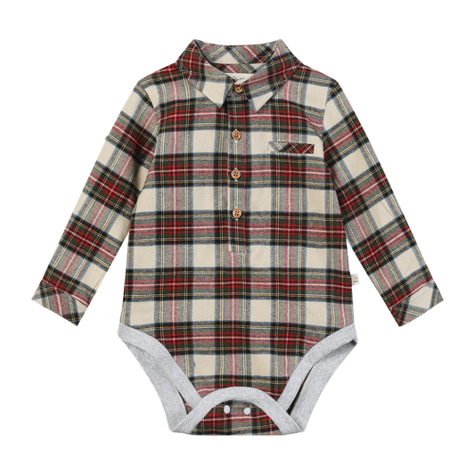 Cream/Green Plaid Jasper Onesie