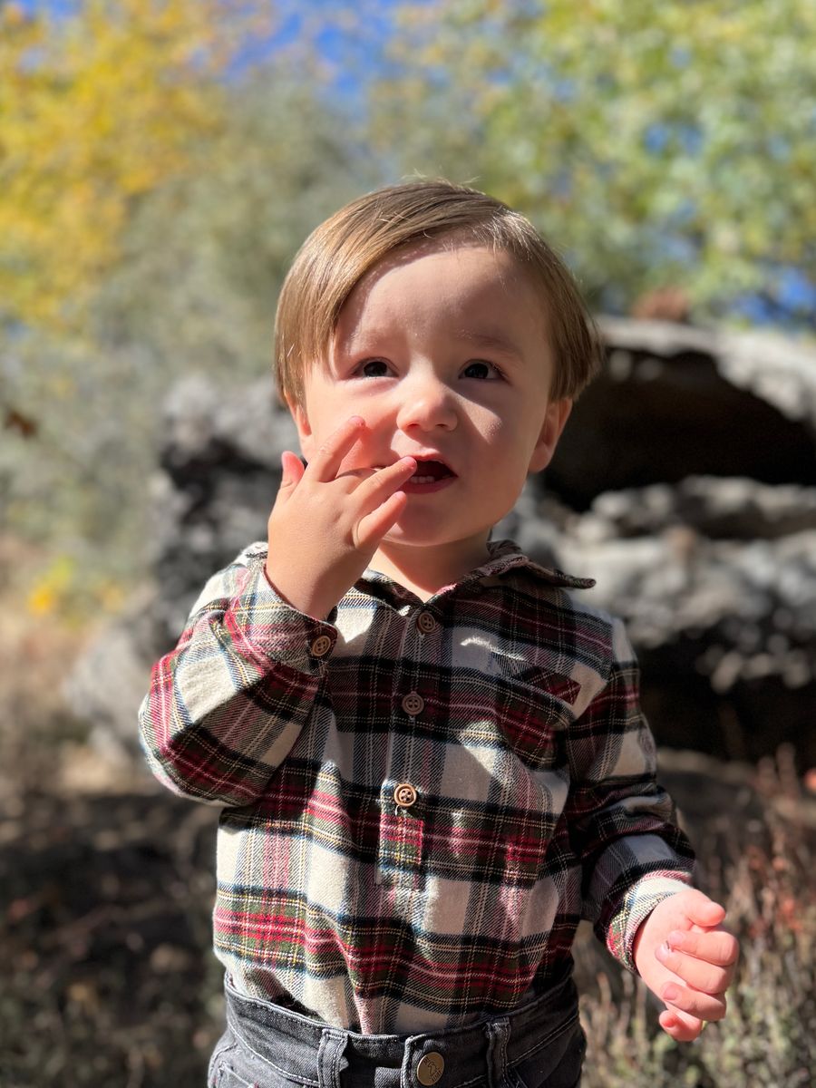 Cream/Green Plaid Jasper Onesie
