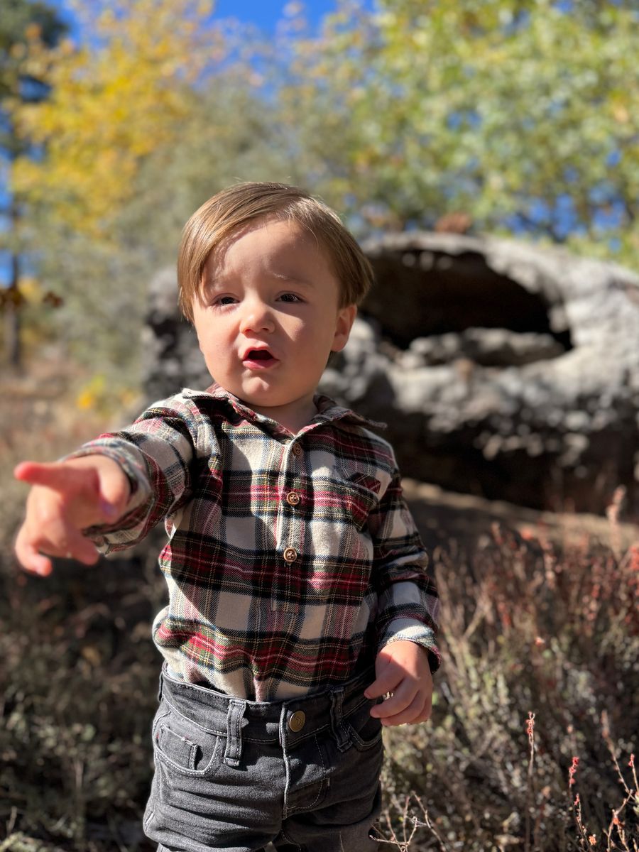Cream/Green Plaid Jasper Onesie