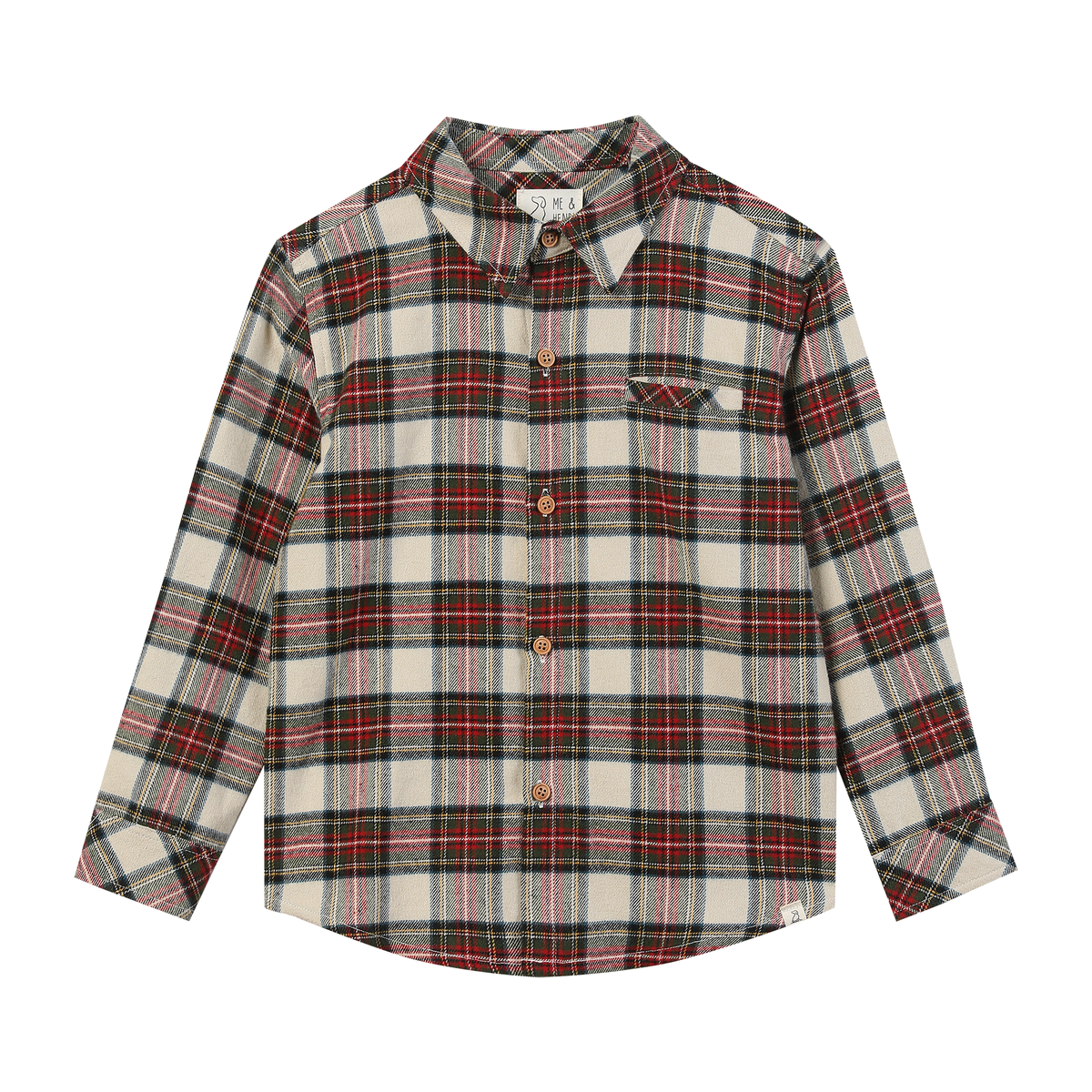 Cream/Green Plaid Atwood Flannel