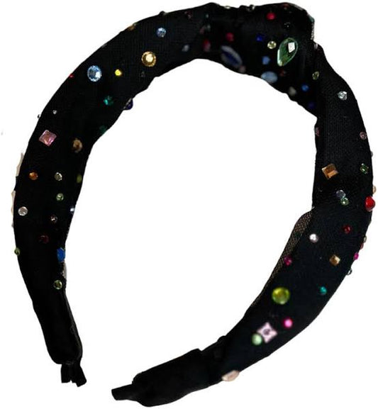 Black Tulle Jeweled Headband