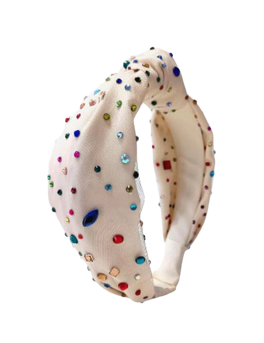 Ivory Tulle Jeweled Headband
