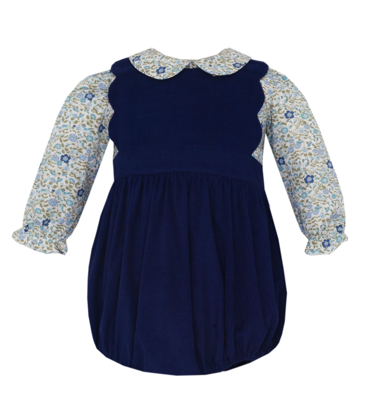 Navy Corduroy Scalloped Bubble Set