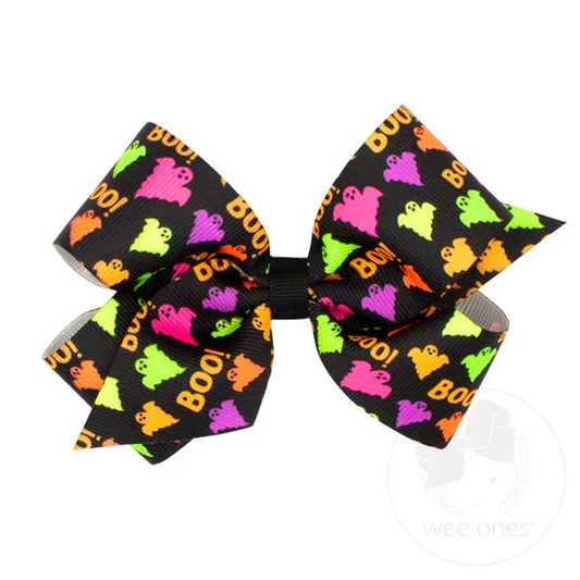 Boo Ghost Halloween Bow Large