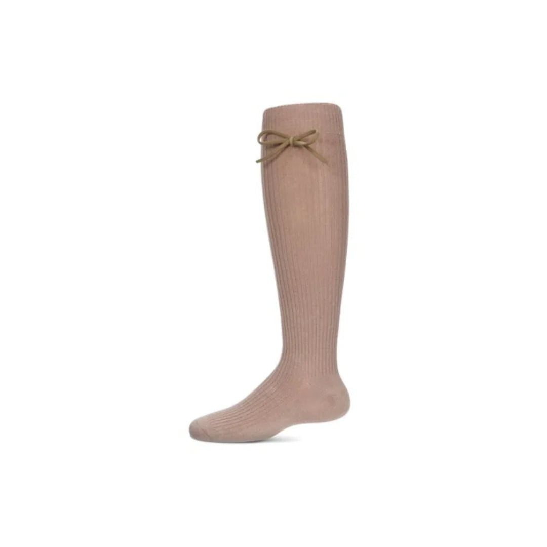 Mocha Ribbed Bow Knee Sock