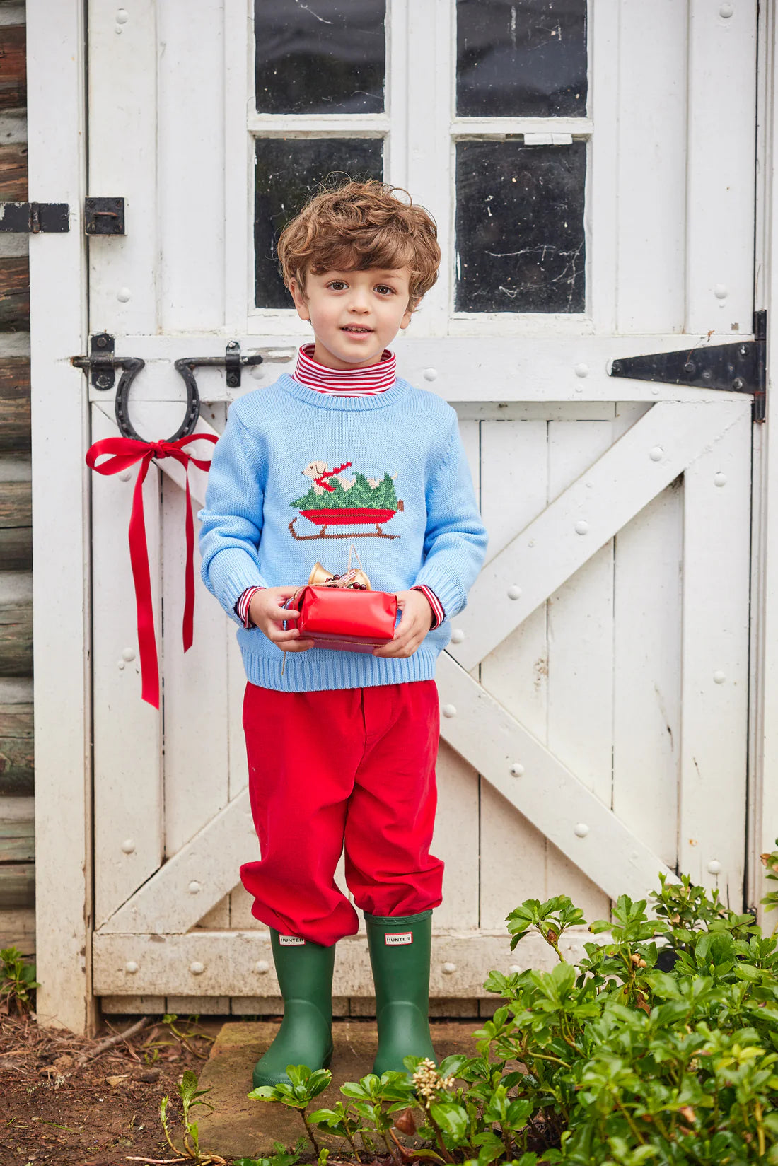 Blue Holiday Lab Intarsia Sweater