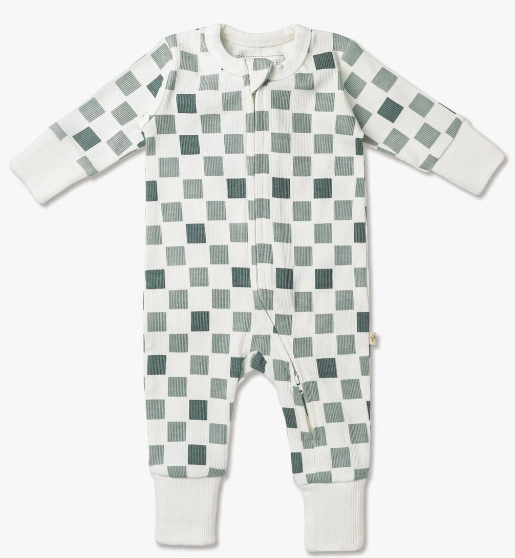 Grey Checkered Zip Romper