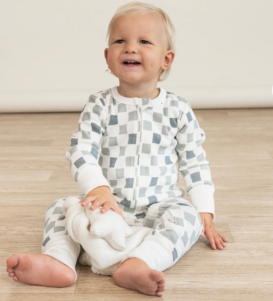 Grey Checkered Zip Romper