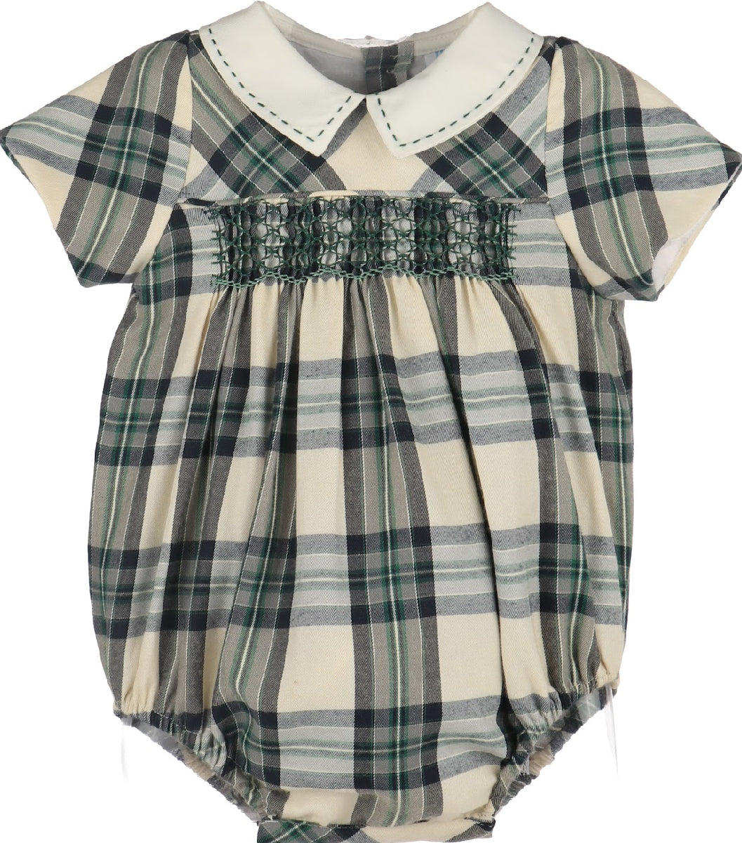 Boys Tea Time Smocked Plaid Bubble