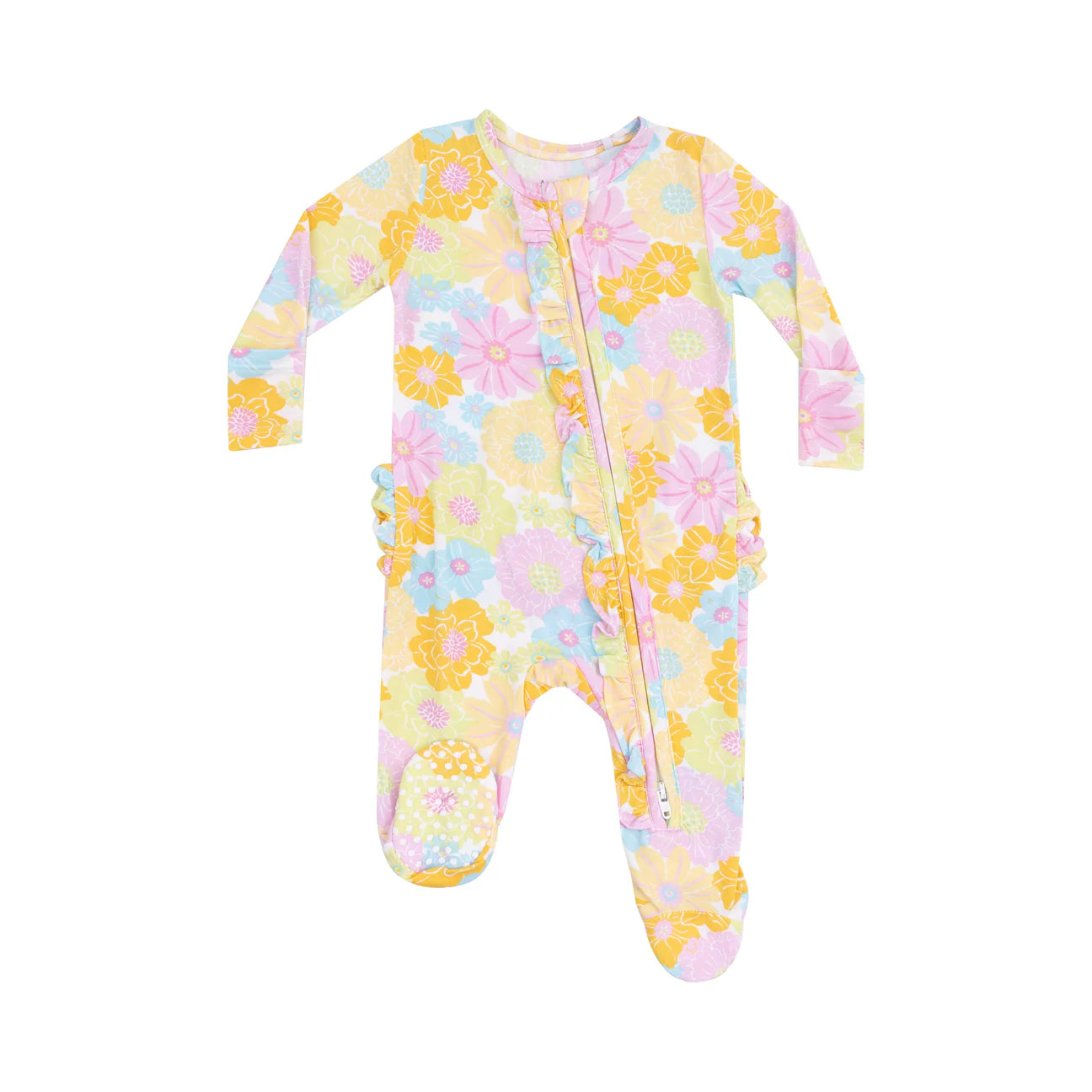Sunny Dahlias Ruffle Footie