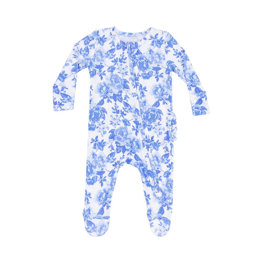 Roses In Blue Ruffle Footie