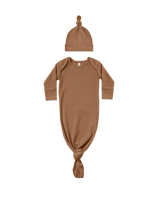 Cinnamon Knotted Gown & Hat
