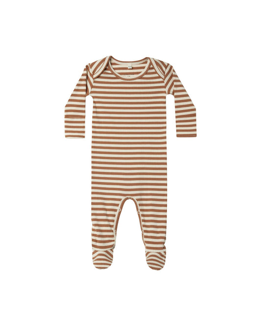 Cinnamon Stripe Ribbed Footie