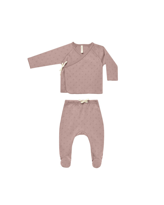 Mauve Dotty Wrap Top Set