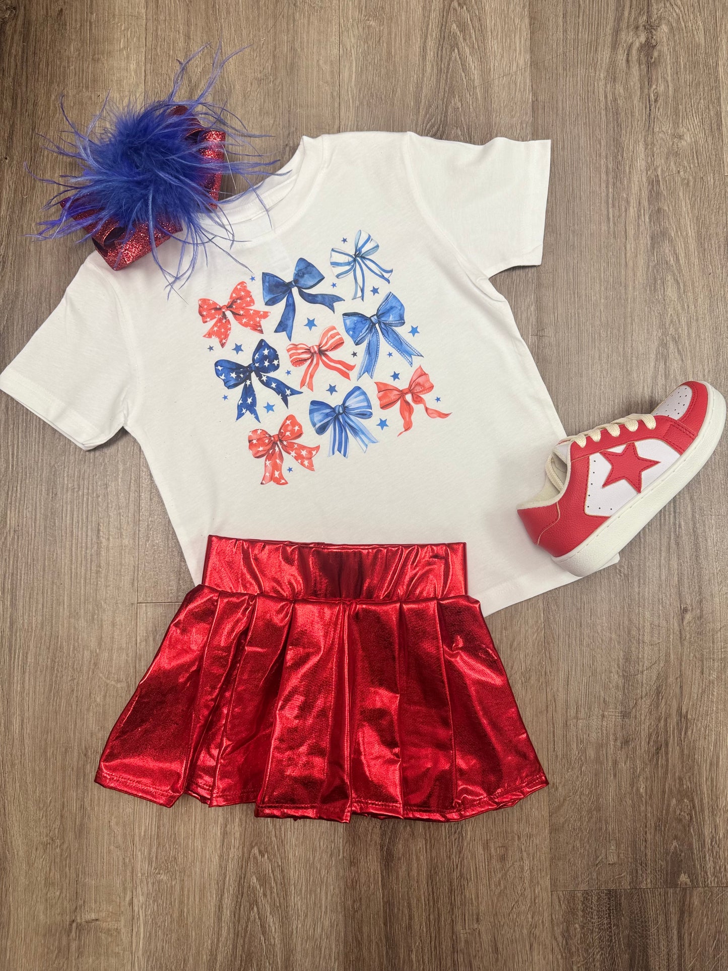 Red, White & Bow Tee