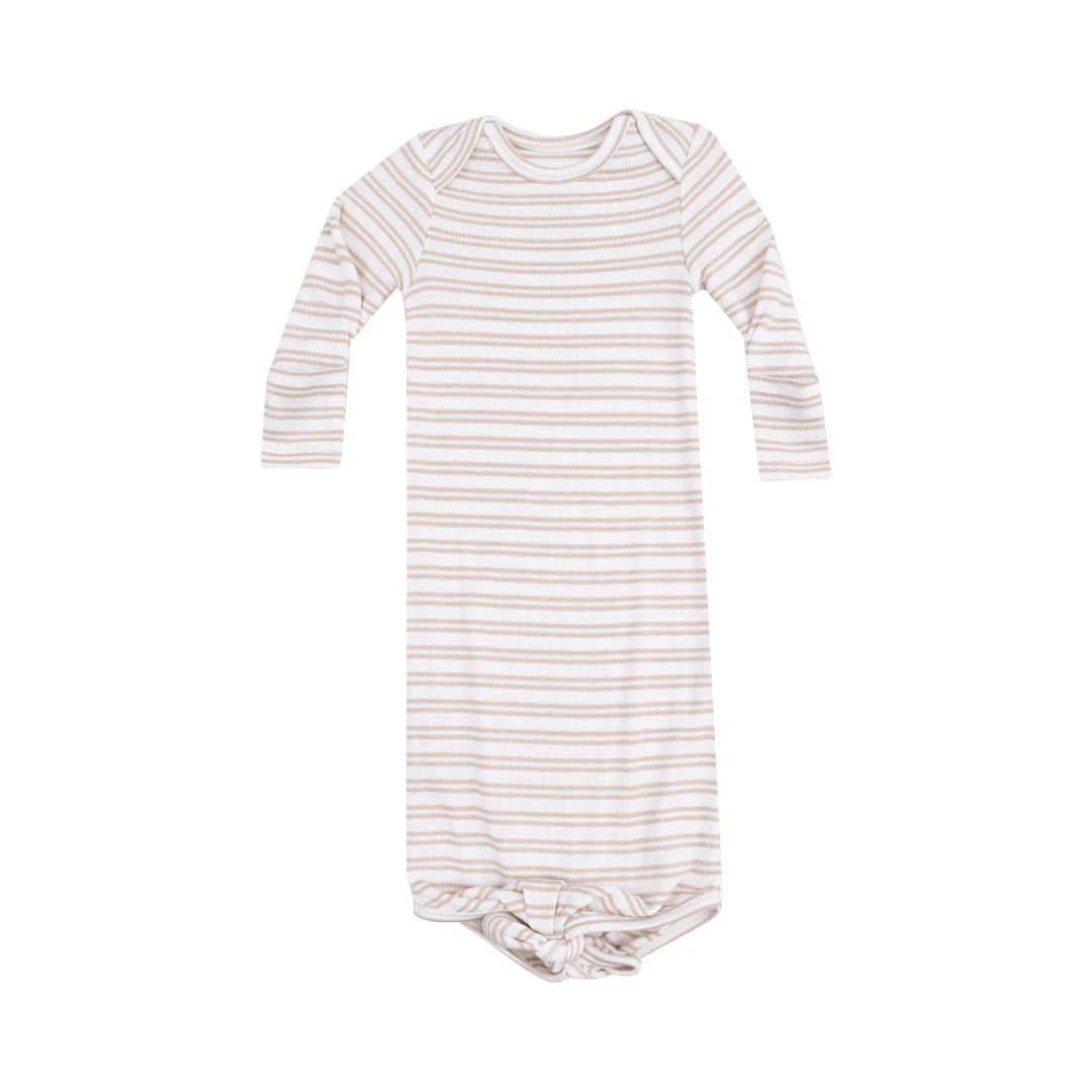 Striped Oxford Tan Knotted Gown"