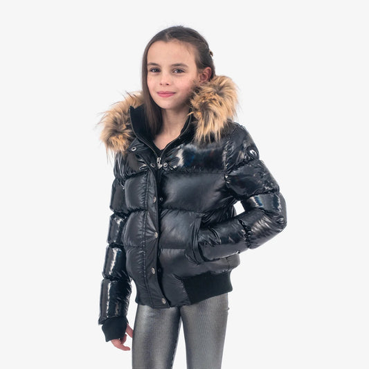 Black Fur Puffer Coat