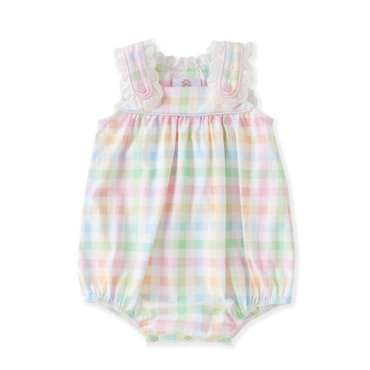 Spring Plaid Eyelet Trim Bubble