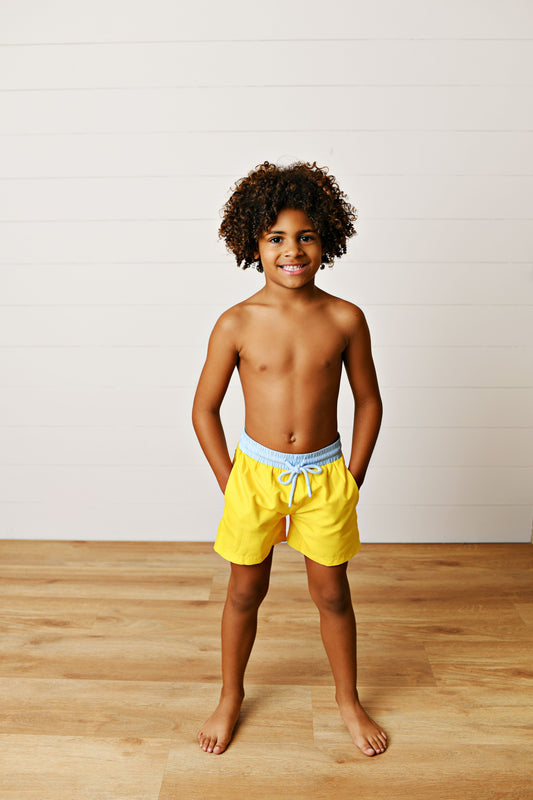 Yellow & Light Blue Swim Trunks